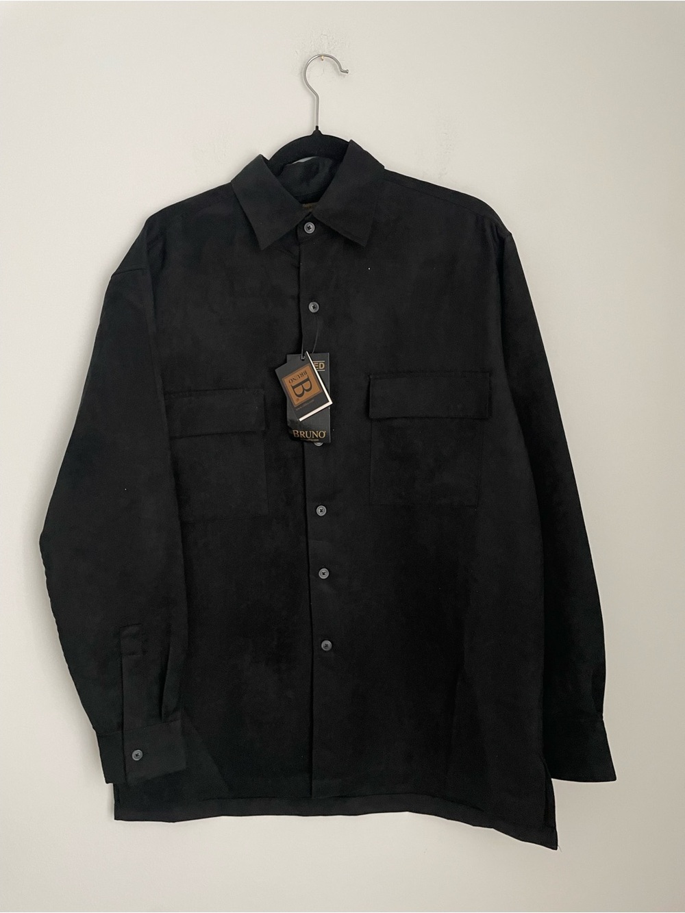 BRUNO Black Button-Up Suede Shirt NWT